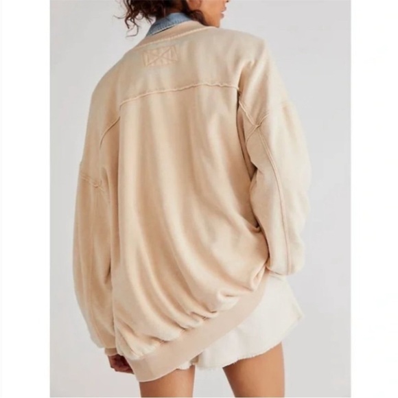 Free People Robby Bomber Beige Zip Front Jacket in Nomadic Desert - Picture 2 of 8